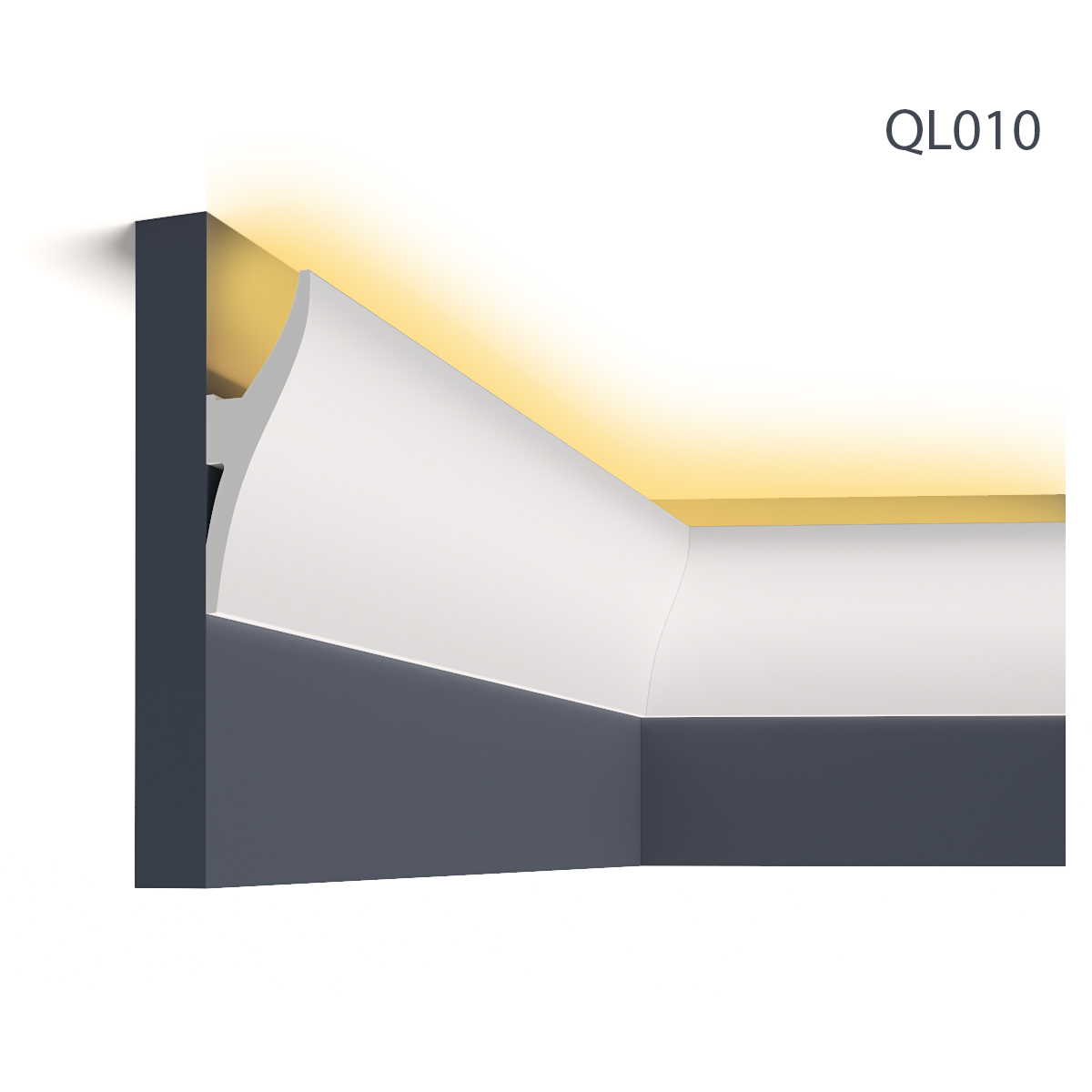 Cornisa decorativa pentru led ql010, 200 x 12 x 4.2 cm, mardom decor 